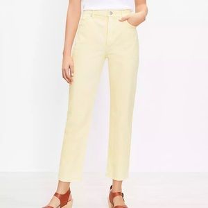 Yellow High Waist Straight Crop LOFT jeans